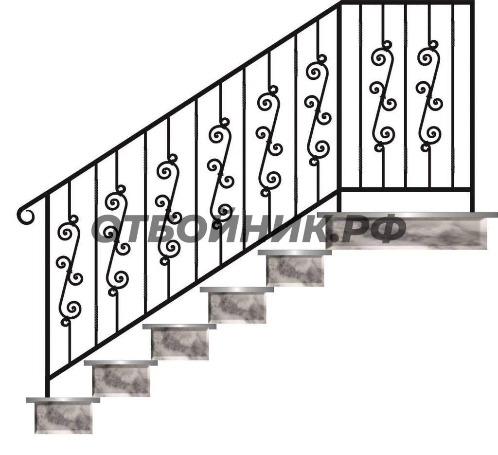Перила металлические для лестницы с ковкой- фото 1
