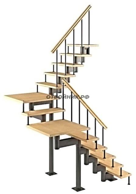 Металлический каркас для лестницы с двумя площадками- фото 1