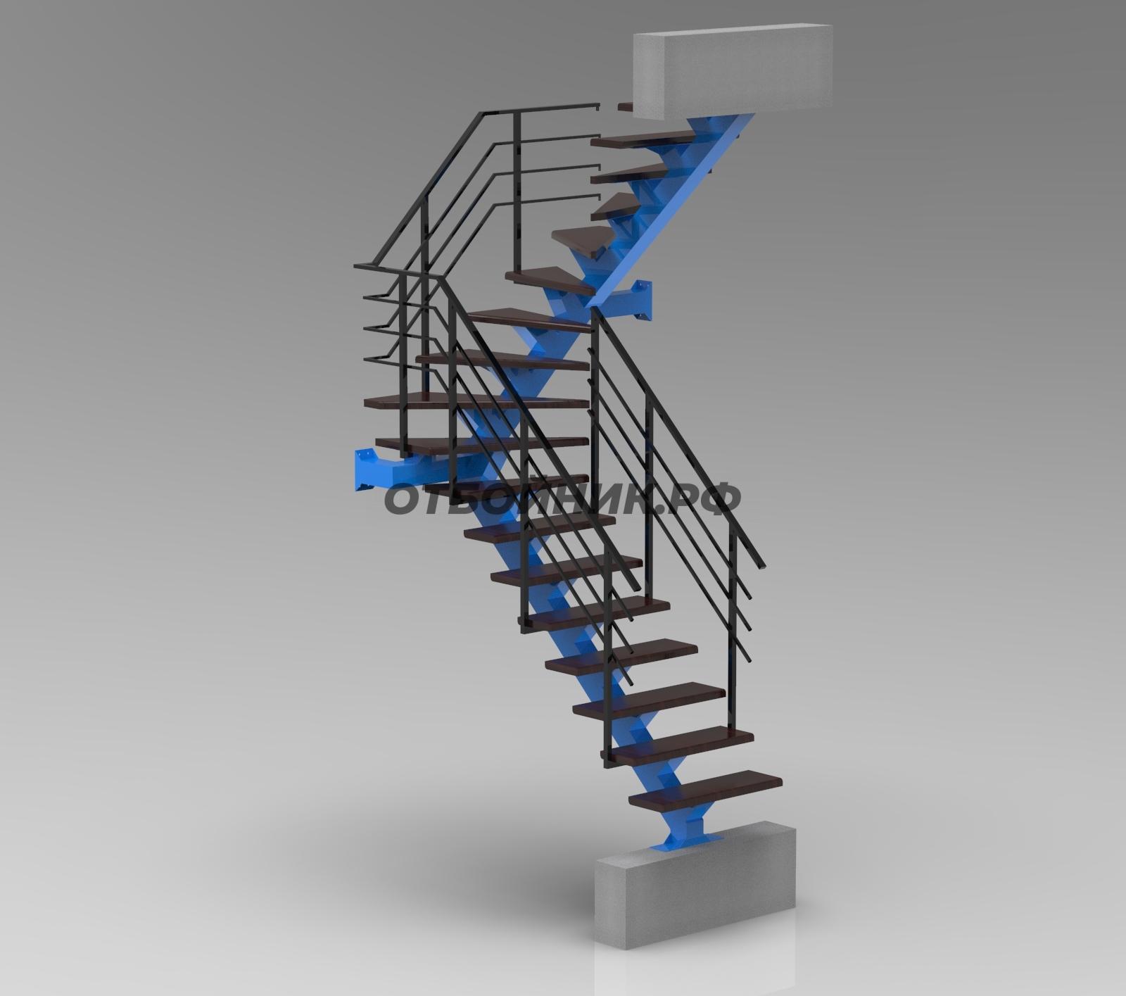 Лестница на металлическом каркасе ЛМК-015 на второй этаж- фото 1