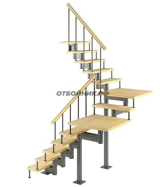 Металлический каркас для трехмаршевой лестницы с двумя площадками- фото 1