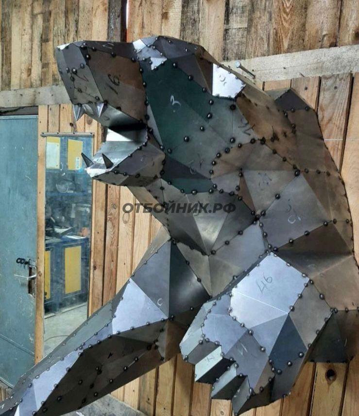 Полигональная фигура Медведь из металла- фото 1