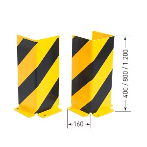 Защита от ударов U-профиль 400, с пластиковым покрытием, желтый с черными полосами, 400 x 160 мм- фото 1
