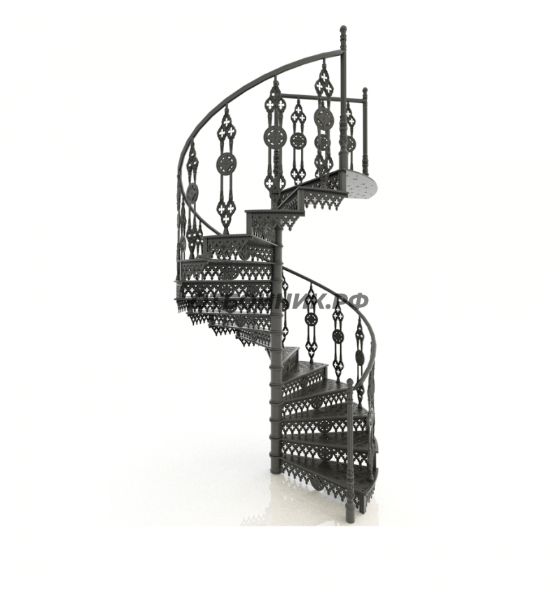 Чугунная лестница винтовая WS27 узорчатая- фото 1